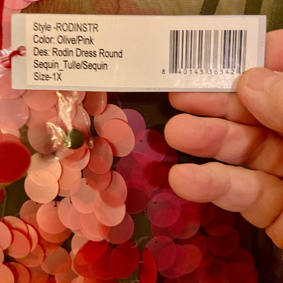 Frances Valentine Rodin Sequin Dress Olive Pink NEVER WORN - Picture 5 of 8